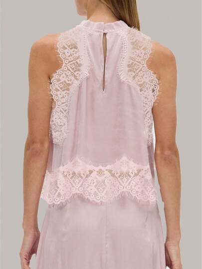 Women's Summer Lace Vest Sleeveless Round Neck Fashion Top Going Out Dating Vacation Club Outfit