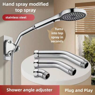 Shower Angle Adjuster, Stainless Steel Swivel Elbow Fitting To Convert Handheld To Rainfall Spray | Universal Fit & Easy Installation For Shower Head Upgrade