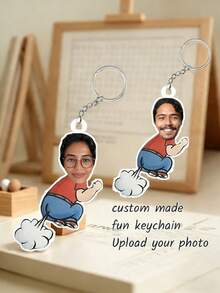 1pc Customized Acrylic Keychain, UV Printed, Novelty Keychain Gift For Friends, Family, Holidays - Multicolor - View 4