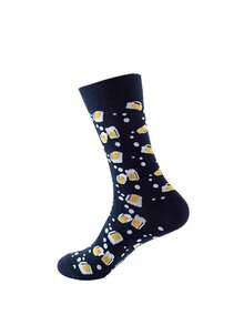 2/6/12 Pairs Random Fashionable Versstile Creative AB Asymmetrical High Top Socks With Cartoon Animal, Tool, And Character Patterns