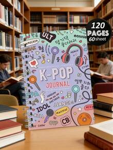 1-częściowy spiralny notes K-Pop – żywy motyw K-Drama z elementami słuchawek i muzyki, idealny do podróży, pracy, nauki lub jako prezent dla fanów, współpracowników, przyjaciół i sióstr, prezent dla fanów K-Pop, niezbędny na powrót do szkoły