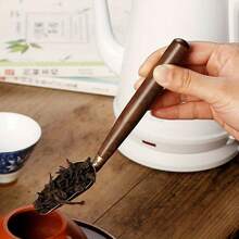 1pc/2pcs Ebony Wood & Alloy Elegant Tea Spoon - Suitable For Gongfu Tea Ceremony, Coffee Stirring And Beverage Enjoyment - Multicolor - View 3