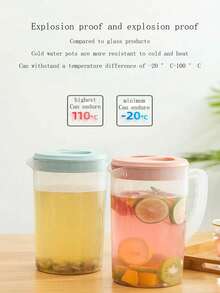 1/4件套透明大容量塑料冷水壶套装，1个水壶容量4杯，耐热冰水/果汁/茶壶，家用 - 彩色 - 查看 6