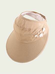 1顶轻便透气可折叠遮阳帽，饰有花朵和珍珠，适合青少年户外活动、日常穿着和运动。 - 1PC - 查看 11