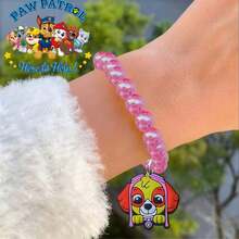 Paw Patrol 1条/3条汪汪队立大功角色弹力串珠手链，包含随机卡通吊坠，包括毛毛、阿奇、灰灰、路马、天天、珠珠、追踪犬、塔克、艾拉、雷克斯、野猫、自由等角色，可爱卡通饰品，生日和节日配饰，返校礼物（图片仅供参考，请以实物为准） - 彩色 - 查看 3