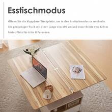 Multifunctional Lift-Top Coffee Table - Unfolds Into 2 Tables, White + Natural Wood, Large Capacity, Modern Living Room Furniture, Dining/Office Table, Relaxation Table, Multifunctional - White - View 10