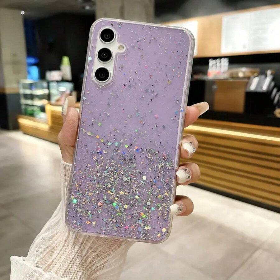 闪亮手机壳，兼容三星 Galaxy A17、A07、A14、A15、A16 5G、A26、A36、A56、A55、A35、A25、A05S，硅胶软壳全包，也适用于 S25、S24、S23、S22、S21、S20、S25 FE、S24 Plus、S22 Ultra，男女皆宜，国际版，非国内版。