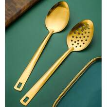 2/4/6pcs Stainless Steel Cookware Set | Gold Hotpot/Soup Ladle Strainer, Durable Cooking Utensils For Home Use - Multicolor - View 12