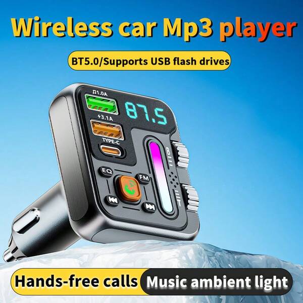 1 pieza Transmisor FM inalámbrico para automóvil, carga rápida Tipo-C, puertos USB duales 3.1A, diseño de perilla grande + rueda dual, sin batería requerida - Adecuado para todos los modelos de automóviles, adecuado para el viaje diario, viaje largo, carga mientras conduce Accesorios diarios para automóviles, cargador de automóvil, adaptador