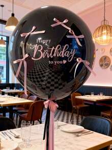 2 sets de ballons en latex rose/blanc/noir de 45 cm avec rubans, nœuds papillon DIY, pour petite amie, décoration d'ambiance pour demande en mariage - Noir - Voir 6