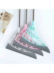 1/2 Pack Multi-Functional Magic Broom, Extra Long & Thick Version, 96cm/37in Stainless Steel Handle, Rubber & Silicone Strips, Floor Sweeper, Car Windshield Wiper, Slouchy Broom, Suitable For Kitchen, Bathroom, Living Room, Shower - Multicolor - View 2