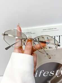 新款复古时尚金属菱形街头风高端女士时尚眼镜，适合日常佩戴、T台走秀、派对、海滩等场合，高品质男女通用多边形时尚眼镜 - 彩色 - 查看 6