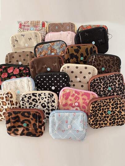 Portable Leopard Print Coin Wallet Vintage Flower Pattern Coin Purse Multi-Functional Items Storage Bag Cute Card Holder Card Storage Bag Mini Makeup Pouch Portable Small Female Lipstick Pouch Women's Key Chain Coin Purse New Style Embossed Earphone Bag Practical Key Bag Coin Card Storage Bag Fashion Mini Handheld Pouch Small Bag Random Pattern Position For Women Money Wallet Mini Wallet Purse Wallet Wallet Keychain Coin Wallet
