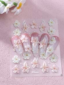 2 miếng dán móng tay nghệ thuật hoa nổi 5D, họa tiết hoa dâm bụt trắng và hồng, decal tự dính, trang trí móng tay, tự làm tại nhà, thích hợp cho mùa xuân, ngày lễ tình nhân, móng tay đám cưới. - Nhiều màu - Xem 8