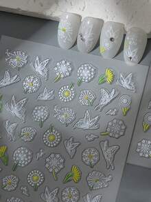 1pc Dandelion Flower Nail Art Sticker, Girls DIY Self-Adhesive Nail Decals
