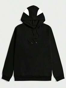 250g Polyester Fiber Men's Hooded Sweatshirt With Long Sleeved ,Halloween Spider Spider Web Pattern Print, Fashionable And Loose Casual Fleece Sweatshirt Suitable For Autumn And Winter Wear On The Street LUWO - Black 2 - 查看 8