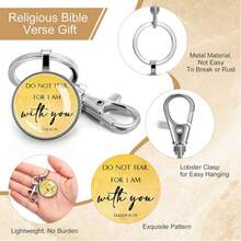 基督教钥匙扣，圣经经文，宗教钥匙扣，经文名言，励志礼物，男女皆宜 - 彩色 - 查看 3