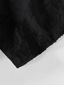 Women's Floral Print Semi-Sheer Short Sleeve Top, Spring/Summer - Black - View 6