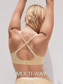 Wingslove This Popular Beige Multi-Way Bra: Smooth Seamless Cups, Adjustable And Convertible Straps (Cross-Back And Other Styles) - Provide A Flattering Lift, Comfortable All Day Long. Perfect For Formal Occasions, Everyday Wear, And Various Settings, An Ideal Choice For Those Seeking Versatile And Fashionable Lingerie! - Champagne - View 6