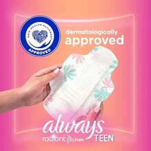 Always Radiant Teen Feminine Pads For Women Size 1 Regular Absorbency With Flexfoam With Wings Unscented 42 Count - como en la foto - Ver 3