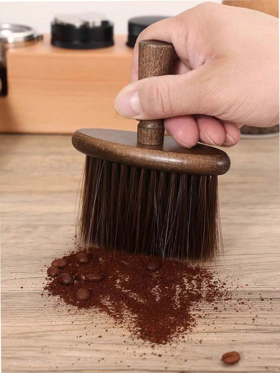 1pc Wooden Coffee Brush, Desktop Coffee Cleaning Brush, Coffee Powder Sweeping Cleaning Brush, Long Handle Bed Brush, Anti-Static Household Cleaning Brush, Soft Bristle Bed Brush, Carpet Bed Cleaning Magic Duster Brush. - Multicolor - View 1