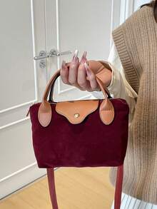 Túi xách mini màu trơn thanh lịch, túi đeo vai chéo, nắp gập, phối nhiều mảnh, hình sừng, hình bánh bao, có dây đeo vai điều chỉnh được, túi quà tặng lý tưởng cho các bữa tiệc, dạ hội, sự kiện trang trọng, phù hợp với váy dự tiệc, trường học/đại học, kỳ nghỉ, hoạt động ngoài trời, du lịch, địa điểm thể thao, đặc biệt dành cho phụ nữ, nữ sinh, sinh viên đại học. - Màu Đỏ Sâu - Xem 4