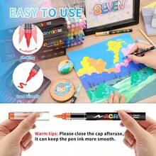 240/168/120/72/48/36/24/12 Colors Acrylic Marker Pen Set, Suitable For Painting, Illustration, Handicrafts, Coloring Books, And Other DIY Projects On Paper, Fabric, Wood, Stone, Plastic, Glass, Ceramic, Pumpkin, Etc. Ideal For Students And Adults. Great Gift For Thanksgiving, Halloween, Christmas. - Multicolor - View 6