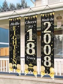 3 Stücke Banner zum 18. Geburtstag mit der Zahl 18, Partydekoration zum 18. Geburtstag, Türvorhang zum 18. Geburtstag, Geburtstagshintergrund, Partyzubehör, Geschenk zum 18. Geburtstag, Gastgeschenke, Türvorhang mit Altersangabe, Geburtstagsdekoration, Geburtstagskind (Junge/Mädchen) - Schwarz und Gold zum 18. Geburtstag - Übersicht 6