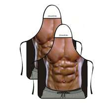 2pcs Funny Muscle Apron Kitchen Creative Cooking Grilling Baking Party Apron For Man Kitchen Cooking Aprons Novelty Gifts - Black - View 7