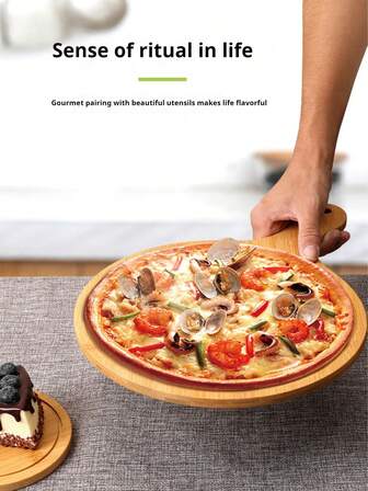 1/2 piezas Bandeja de servir de madera, Bandeja de bambú y madera, Plato de pizza para el hogar, Bandeja de comedor estilo occidental, Plato para aperitivos, Plato para bistec, Bandeja de pizza de madera de bambú, Plato de pizza, Bandeja de sushi, Bandeja para hornear pizza, Apto para frutas, bistec, pan, pastel, pizza, almacenamiento de cocina, suministros de cocina