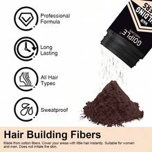Goiple Professional Hair Building Fibers & Styling Kit,3-In-1 Formula For Instantly Fuller, Thicker Hair & Beard – Natural - Looking Hair Loss Concealer, Pump Applicator Tools –For Thinning Hair, Bald Spots, Hairline Enhancement & Quick Volumizing Styling - 中棕 1pc/0.97oz - 查看 2