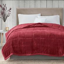 Cozy Twin Blanket, Temperature, Plush To Microfiber Reverse, Box Quilting, Reversible, Soft All - Season, Lightweight Summer Cover Bed, Couch And Sofa, Twin/Twin XL, Burgundy - Burgundy - View 6