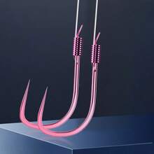 20 Hook /10 Pair Of New Fine Packaging Fishing Tackle Fishing Line Double Hook Manual Double Hook Fishing Hook Bait - Pink - View 4