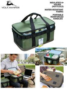 VOLA MANNER 22L Large Capacity Outdoor Insulated Cooler Bag, 4-Layer Waterproof & Heat Insulation Material - Green - View 2
