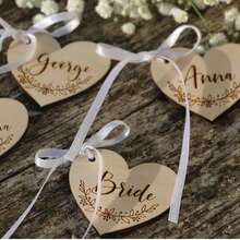 Quà lưu niệm cưới bằng gỗ khắc theo yêu cầu - Khắc tên và ngày tháng cá nhân, hình trái tim bằng gỗ, thích hợp làm quà tặng đám cưới, thiệp mời và nhãn kẹo - Quà cưới, kỷ niệm dịp đặc biệt, thích hợp cho đám cưới, Ngày Valentine, Lễ Phục Sinh, Giáng Sinh, Lễ Tạ Ơn - Nhiều màu - Xem 1