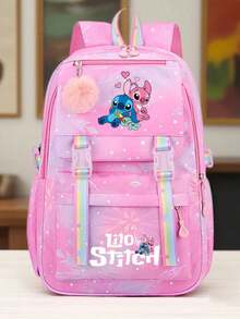 1pc Stitch Backpack - Large Capacity Backpack With Adjustable Shoulder Straps, Lightweight Zipper, Printed With Stitch And Angel Patterns, Birthday Or Back To School Gift, Casual Backpack, Fun Design, Durable, Suitable For Teenagers