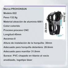 Tanke Vástago de Manubrio Para Bicicleta, 31.8 * 28.6mm Potencia Para Bicicleta Bmx Piezas MTB Aluminio, Vástago, Ciclismo Polo para Bicicleta Carretera Stem Accesorios para Manillares - / - Ver 6