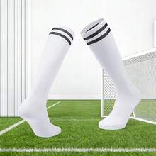 Conjunto com 3 pares de meias de futebol até o joelho, adequadas para adolescentes e adultos. Meias esportivas respiráveis e antiderrapantes, ideais para esportes de primavera e verão, corrida, ciclismo e caminhadas. Meias de futebol unissex até o joelho. - Multicolorido - Ver 11