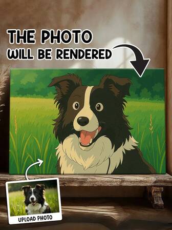 Catygift Individuelle Haustier-Porträt-Illustration, einzigartiger Stil, personalisierte Leinwand-Wandkunst, Geschenk für Haustierliebhaber, einzigartiges Geschenk für Hundebesitzer, handgefertigtes Wandgemälde