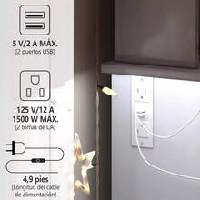 Tocador Con Espejo,luces Led,estación De Carga Y Taburete - Tipo de Enchufe A USA (110-127V) - Ver 4