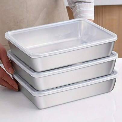 5 piezas Juego de recipientes de almacenamiento de alimentos de acero inoxidable con tapas transparentes - Contenedores cuadrados grandes para carne, frutas y verduras - Perfectos para camping, cajas de almacenamiento de bocadillos, uso en exteriores y en el hogar, organizador de cocina apilable - Ideal para uso en el hogar y al aire libre, artículos esenciales para camping | Recipientes apilables | Almacenamiento, Recipientes de acero inoxidable, Conservador de carne para refrigerador o picnic, fiesta de barbacoa, oficina, almuerzo del gimnasio