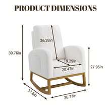 Techigher Nursery Rocking Chair,  Upholstered Glider Rocking Accent Chair With Wood Legs & Side Pockets, Armchair Comfy Side Chair For Living Room Bedroom Offices - Putih - View 7