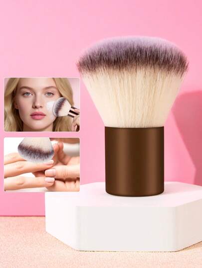 1pc Nail Brush, Nail Cleaning Brush, KABUKI Makeup Brush, Super Soft Fiber Metal Handle, Multi-Purpose Blush/Powder Brush, Suitable For Daily Makeup Or Nail Care Tools
