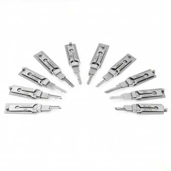 10pcs Professional Locksmith Tools, Lock Picking Training Tools, 2-In-1 Lock Pick Set