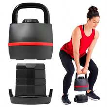 OP-Sitting Is The New Smoking Kit Pesa Rusa Ajustable - Pesas Para Ejercicio En Casa Y Gym Entrenamiento Completo Mancuernas Agarre Cómodo Kettlebell Pesos de 3.6-18 Kg Para Hombres Y Mujeres - Rojo - Ver 1