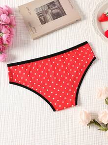 Paquete de 3 bragas de mujer de cintura baja con estampado de corazón, lunares y letras, transpirables y elásticas, adecuadas para el Día de San Valentín - Multicolor - Ver 6