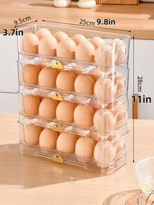 1pc Kitchen Refrigerator Egg Storage Rack, Stackable Design To Save Fridge & Kitchen Space, Made Of Transparent PET Material, Suitable For Daily Use - Clear - View 14
