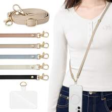 可调节PU皮革肩带 - 斜挎肩带，女士斜挎挂绳 - 手机挂绳，兼容大多数智能手机，包含1个垫子