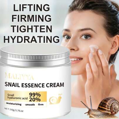 MALIYYA Snail Essence Cream 50g - 99% Snail & 20% Hyaluronic Acid, Lifting Firming Tightening Hydrating Face Cream For Smooth Moisturized Skin