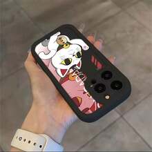 Funda de Teléfono Anime Dandadan Conejo para iPhone 16 15 14 13 12 11 Pro Max Mini XR XS X 7 8 Plus, a prueba de golpes, cubierta trasera de TPU suave, piel de algodón puro, amigable con la piel - Negro - Ver 4